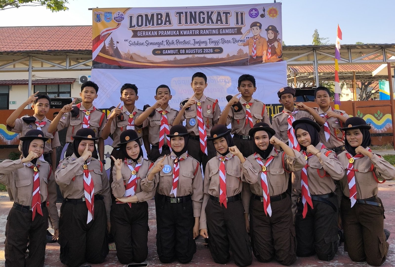 Pasukan Khusus Pramuka MTsN 1 Banjar Toreh Prestasi Gemilang di Lomba Tingkat II Kwaran Gambut